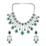 Sparkling Elegance Emerald Green Statement American Diamond Necklace Set