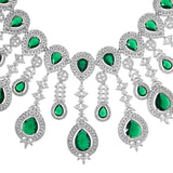 Sparkling Elegance Emerald Green Statement American Diamond Necklace Set