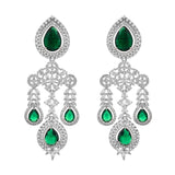 Sparkling Elegance Emerald Green Statement American Diamond Necklace Set