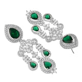 Sparkling Elegance Emerald Green Statement American Diamond Necklace Set