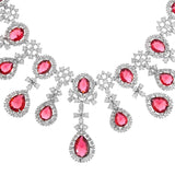 Sparkling Elegance Red Statement American Diamond Necklace Set