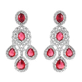 Sparkling Elegance Red Statement American Diamond Necklace Set