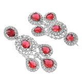 Sparkling Elegance Red Statement American Diamond Necklace Set