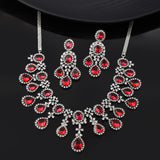 Sparkling Elegance Red Statement American Diamond Necklace Set