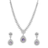 Sparkling Elegance Radiant Regal Purple American Diamond Necklace Set