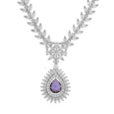 Sparkling Elegance Radiant Regal Purple American Diamond Necklace Set