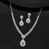 Sparkling Elegance Radiant Regal Purple American Diamond Necklace Set