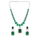 Radiant Emerald Green American Diamond Necklace Set – VOYLLA