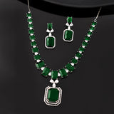 Radiant Emerald Green American Diamond Necklace Set – VOYLLA