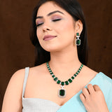 Radiant Emerald Green American Diamond Necklace Set – VOYLLA