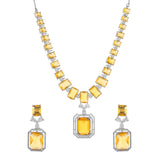 Sparkling Elegance Radiant Summer Yellow American Diamond Necklace Set