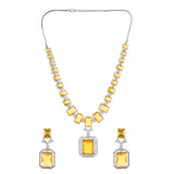 Sparkling Elegance Radiant Summer Yellow American Diamond Necklace Set