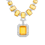 Sparkling Elegance Radiant Summer Yellow American Diamond Necklace Set