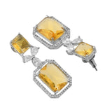 Sparkling Elegance Radiant Summer Yellow American Diamond Necklace Set