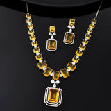 Sparkling Elegance Radiant Summer Yellow American Diamond Necklace Set