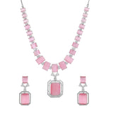 Sparkling Elegance Radiant Soft Pink American Diamond Necklace Set