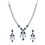 Sparkling Elegance Glamorous Blue American Diamond Necklace Set