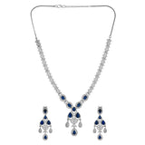 Sparkling Elegance Glamorous Blue American Diamond Necklace Set