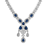 Sparkling Elegance Glamorous Blue American Diamond Necklace Set