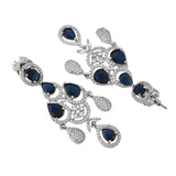 Sparkling Elegance Glamorous Blue American Diamond Necklace Set