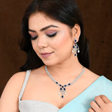 Sparkling Elegance Glamorous Blue American Diamond Necklace Set