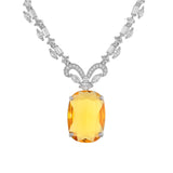 Sparkling Elegance Glamorous Amber Yellow American Diamond Necklace Set