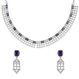 Sparkling Elegance Glamorous Purple American Diamond Necklace Set