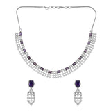 Sparkling Elegance Glamorous Purple American Diamond Necklace Set