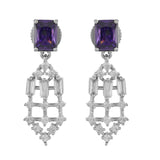 Sparkling Elegance Glamorous Purple American Diamond Necklace Set