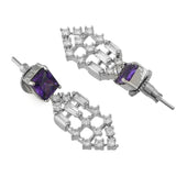 Sparkling Elegance Glamorous Purple American Diamond Necklace Set