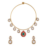 Hasli Radiant Blue And Green Kundan Studded Golden Necklace Set