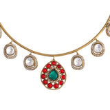 Hasli Radiant Blue And Green Kundan Studded Golden Necklace Set