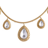 Hasli Elegant White Kundan-Studded Golden Necklace Set