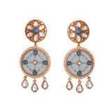 Hasli Elegant Long Blue Floral Kundan Studded Golden Necklace Set