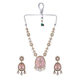 Hasli Floral Elegance Pink Kundan Necklace Set