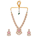 Hasli Opulent Pink And White Kundan Studded Gold Necklace Set