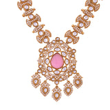 Hasli Opulent Pink And White Kundan Studded Gold Necklace Set