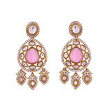 Hasli Opulent Pink And White Kundan Studded Gold Necklace Set