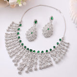 Sparkling Essential Gorgeous Teardrop American Diamond Necklace Set