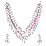 Sparkling Essential Luxurious Ruby Crystal American Diamond Necklace Set