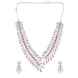 Sparkling Essential Luxurious Ruby Crystal American Diamond Necklace Set