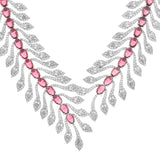 Sparkling Essential Luxurious Ruby Crystal American Diamond Necklace Set