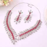 Sparkling Essential Luxurious Ruby Crystal American Diamond Necklace Set