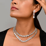 Sparkling Essential Stunning Layered American Diamond Necklace Set