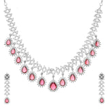 Sparkling Essential Dazzling Red American Diamond Necklace Set