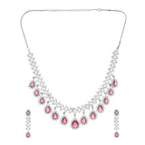 Sparkling Essential Dazzling Red American Diamond Necklace Set