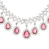 Sparkling Essential Dazzling Red American Diamond Necklace Set