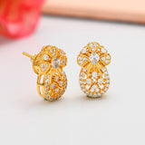 Sparkling Elegance Golden American Diamond Studs Earrings