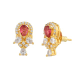 Sparkling Elegance Radiant Pink  American Diamond Studs Earrings