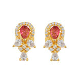 Sparkling Elegance Radiant Pink  American Diamond Studs Earrings